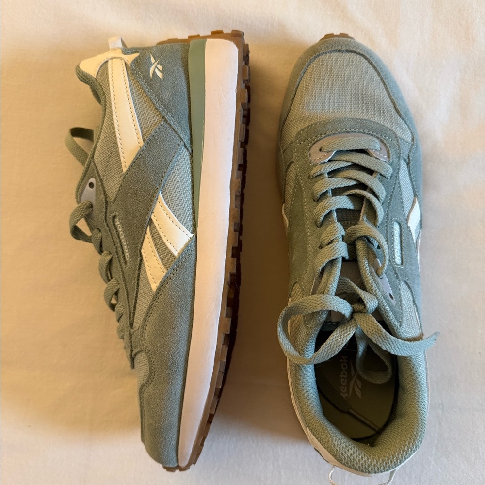 Reebok Sage Green and White Sneakers